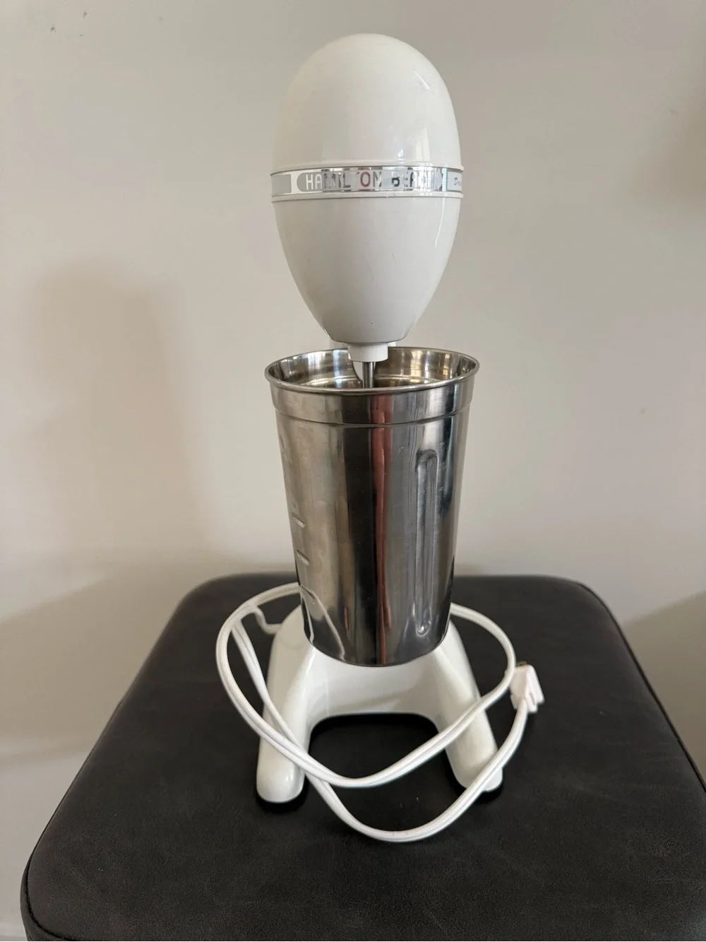 Hamilton Beach White Retro Drink Mixer with Stainless Steel Cup